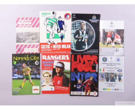 Collection of Inter Milan European match programmes 1961 to 2008 including Hearts 6th November 1961, Celtic, 19th April 1972 