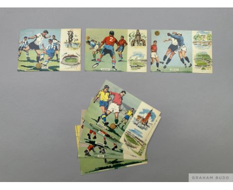 Raymond Kopa fifteen 1958 World Cup first day covers  sent to Raymond Kopa address in Madrid  Provenance: Bonham's Football M