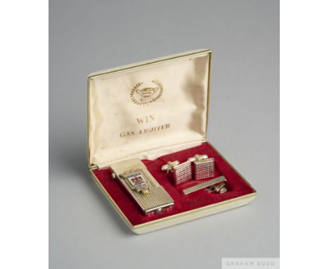 Raymond Kopa case presentation lighter, cuff links and tie pin for the Nice v. Real Madrid quarter-final match 1957 the case 