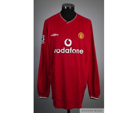 Paul Scholes red Manchester United No.18 home shirt, season 2000-01,  player issue, Umbro, size XL, long-sleeved with UEFA ST