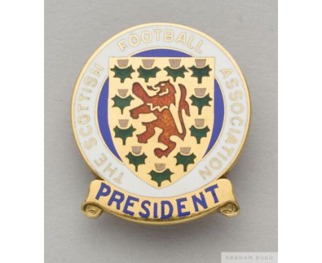 Tommy Younger 9ct gold and enamel President lapel badge, 1983 the obverse inscribed THE FOOTBALL ASSOCIATION, PRESIDENT, the 