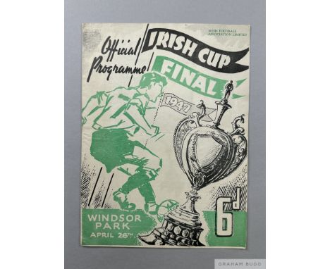 Glentoran v. Belfast Celtic, Irish Cup Final match programme, 26th April 1947 sign of fold, some cover staining