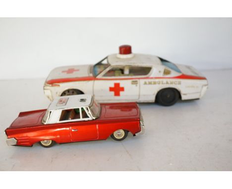 2 Vintage tin plate cars 