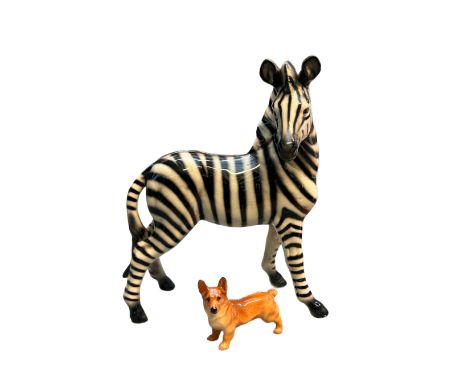 Ceramic model of a zebra possibly Beswick together Royal Doulton Corgi 