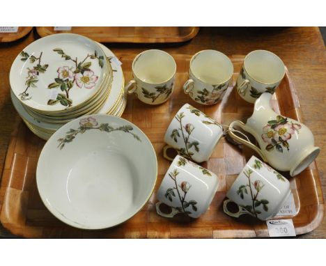Tray of George Jones 'Briar Rose' part coffee ware comprising six cups and saucers, six side plates, jug and large basin.(B.P