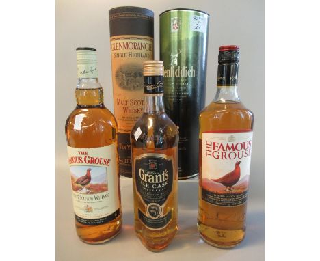 Collection of whiskies to include; two similar The Famous Grouse finest Scotch whiskies, William Grant's Ale Cask reserve fin