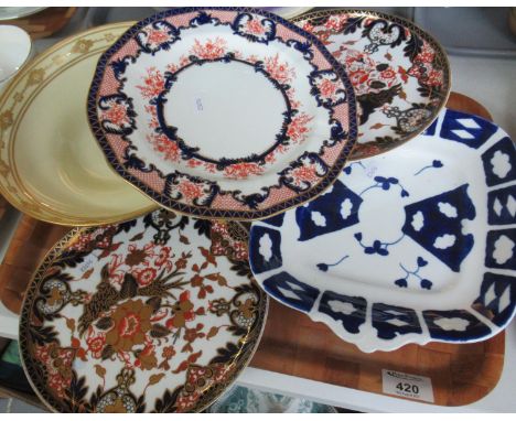 Tray of china to include; Royal Worcester 2770 centre bowl, Royal Crown Derby plates and two handled shallow bowl.(B.P. 21% +