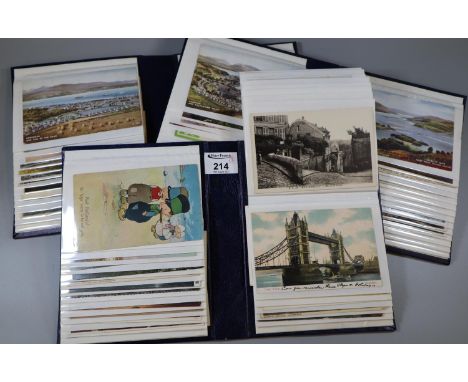 Three albums of various postcards to include topographical, Welsh interest including Llangollen, humorous, architectural, etc