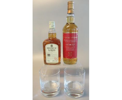 Three House of Lords De Luxe blended Scotch whisky in original boxes (2 empty contents),together with two House of Lords Spey