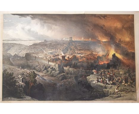 The Destruction of Jerusalem, colour lithograph heightened with watercolour, Louis Haghe after David Roberts, mounted on boar