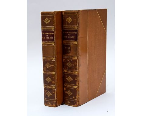 Piozzi, Mrs Hester Lynch (Thrale). Autobiography Letters and Literary Remains, edited with introduction by A. Hayward, second