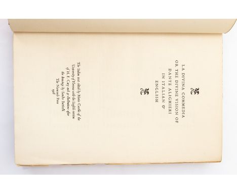 Nonesuch Press. Dante Alighieri. La Divina Commedia [Divine Comedy], Italian & English text, the English translation by H. F.