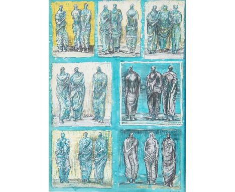 Henry Moore (British, 1898-1986), studies of three standing figures, lithograph signed and dated on the stone, 1946, framed &