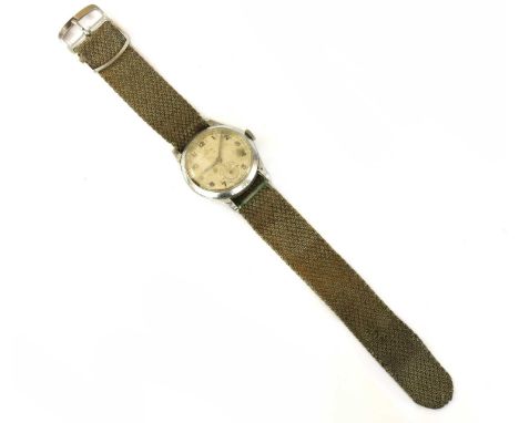 A gentlemen's stainless steel Smith mechanical watch, 32mm diameter, with a silvered dial marked Smiths Made in England, with