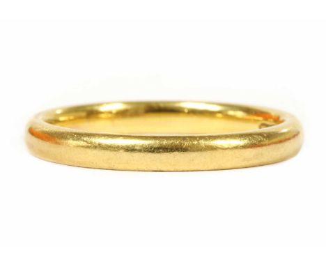 A 22ct gold light court section wedding ring, London 1957, 3.55g.Finger size N (approximately)Condition report: Out of shape,