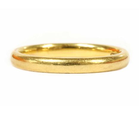 A 22ct gold light court section wedding ring, London 1957, 3.55g.Finger size N (approximately)Condition report: Out of shape,