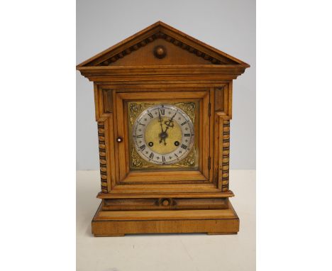 Early wooden case mantle clock Height 43 cm 