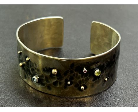 Silver gemstone bangle Weight 46g 