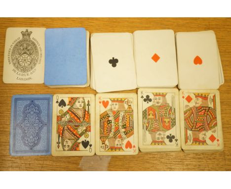 De La Rue & Co London early playing card set - 48 cards 2,3,4 of hearts 7 & ace of spades missing Together with De La Rue & C
