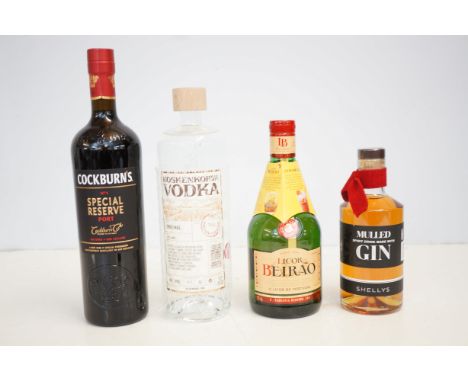 Koskenkorva vodka, Beirao liquor, Shellys Gin & Cockburns port 