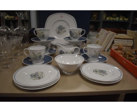 A Susie Cooper 'Glen Mist' part tea set comprising twenty one pieces approximately.