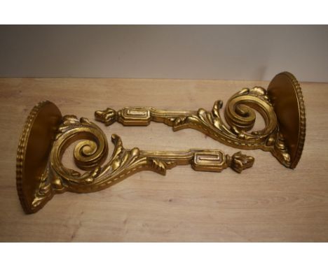 A pair of vintage Italian style gilded shelf wall brackets.