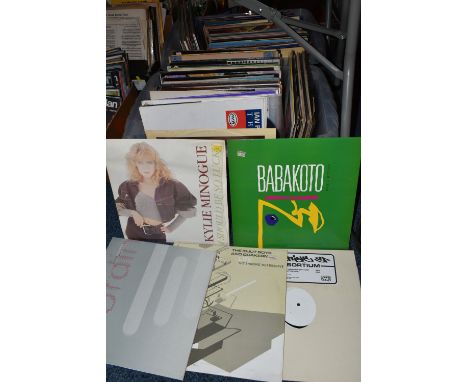 TWO BOXES OF RECORDS, 12'' singles by artists to include Michael Jackson, Kylie Minogue, Belinda Carlisle, Blondie, Mike Oldf