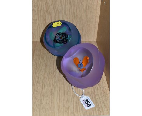 TWO CAITHNESS PAPERWEIGHTS, 'Leopard Flower' and 'Square Lily', each is incised with name and Caithness  Scotland on the base