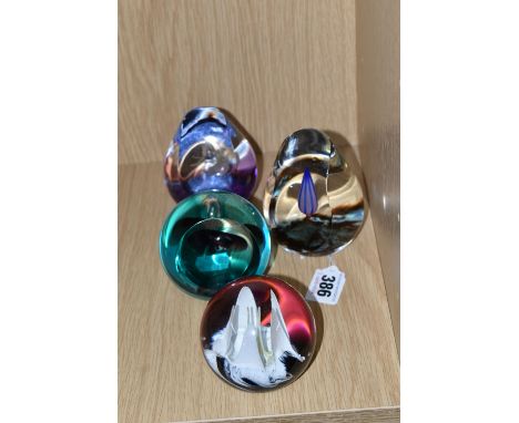 FOUR CAITHNESS GLASS PAPERWEIGHTS, comprising limited editions 'Flight of Fancy' numbered 108/650, 'Ice Fairy' 210/650, and '
