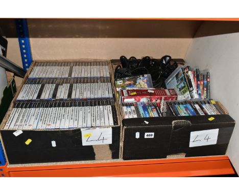 TWO BOXES PLAYSTATION 3, ACCESORIES AND GAMES, included PlayStation console, five controllers, thirty three PS3 games to incl