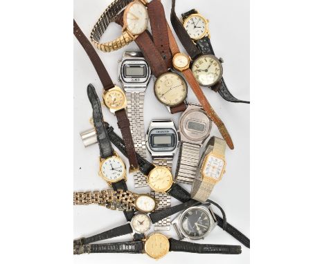 A COLLECTION OF WATCHES, to include approximately sixteen watches, to include a 'Ancre 15 rubis' wristwatch, a 'Sekonda' quar