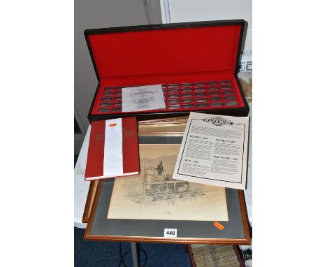 A GROUP OF RAILWAY RELATED ITEMS, comprising a wooden cased set of fifty The National Railway Museum 'Great British Locomotiv