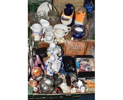 TWO BOXES AND LOOSE SAMPLER, CERAMICS, GLASS AND SUNDRY ITEMS, to include a sampler by Betsy Taylor aged 10 years in 1835, fr