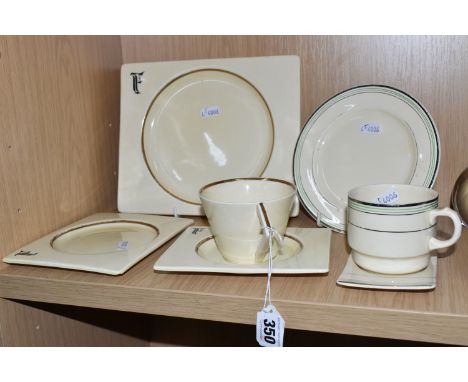 CLARICE CLIFF 'BIARRITZ' AND OTHER ART DECO TEA WARE, comprising Clarice Cliff for Royal Staffordshire 'Biarritz' rectangular