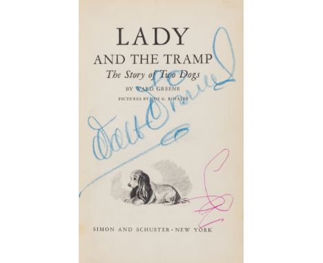 Disney (Walt).- Greene (Ward) Lady and the Tramp, first edition, first printing, signed by Walt Disney on title, illustration