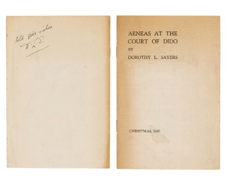 Sayers (Dorothy L.) Aeneas at the Court of Dido, 6pp., initialed gift inscription from the author to rear wrapper, original w