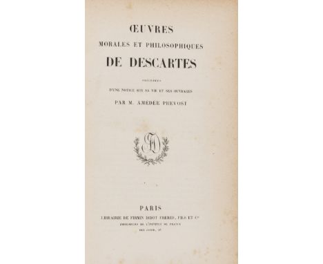 Partridge (Frances).- Descartes (René) Oeuvres Morales et Philosophiques, light marginal browning, pencil ownership inscripti