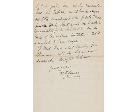 James (Montague Rhodes, college head, scholar, and author, 1862-1936) Autograph Letter signed to "My dear Little", 3½pp., 8vo