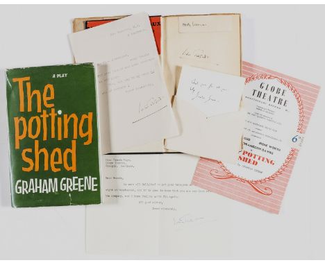 Greene (Graham) The Potting Shed, first edition, Autograph Note signed by the author to Brenda Kaye "Thank you for all your h