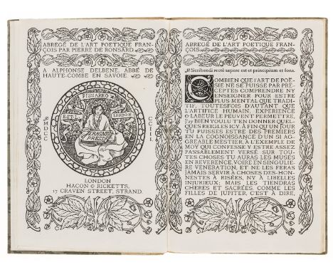 Eragny Press.- Ronsard (Pierre de) Abregé de l'Art Poetique François, out-of-series copy from an edition limited to 226, prin