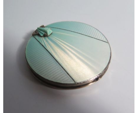 A George VI Silver and Guilloche Enamel Compact, Birmingham 1939, NCD