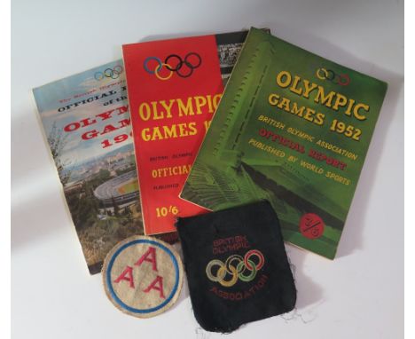 British Olympic Association Embroidered Patch, 1952, 1956 and 1960 Official reports etc