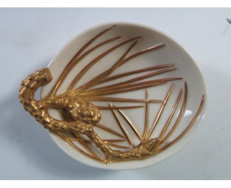 A Royal Worcester Pine Needle Dish, 12 cm long