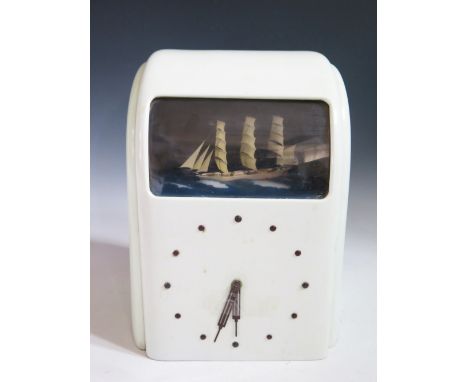 A Vitascope Electric Automaton Clock with back-lit rocking ship, needs attention