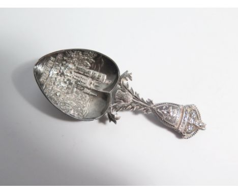 A George V Silver Caddy Spoon _ William Robb of Ballater: souvenir caddy spoon 'Balmoral', Edinburgh 1911