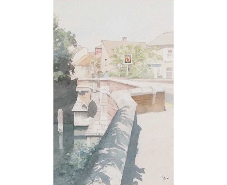 John Hunt (British 20th Century), Norwich interest, Bishops Bridge and a further example , Pencil, watercolour, signed. 7x10.