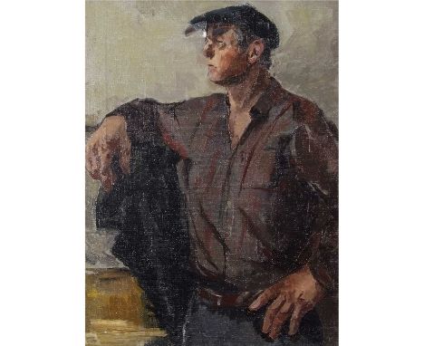 Arseny Semenov (Russian 1911-1992), Portrait of a Worker, 1962, Oil on canvas, signed. 23x17ins