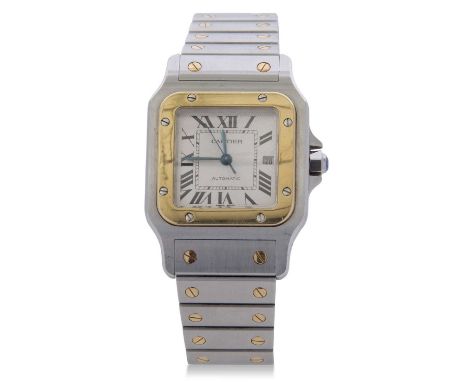 Cartier gold and stainless steel cased mid-sized automatic wrist watch, 'Santos' model 2139, having blued steel hands to an e