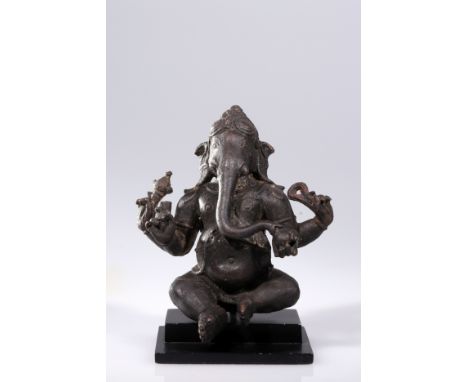 Bronze with Silver inlaysIndia , 18th century or earlierDimensions: Height 10  cm  Wide 10 cm Depth 5 cmWeight: 794 gramsGane
