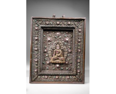 Copper and Silver with semi-precious stones and partial gildingNepal , 19th centuryDimensions: Height 35 cm Wide 28 cm Depth 